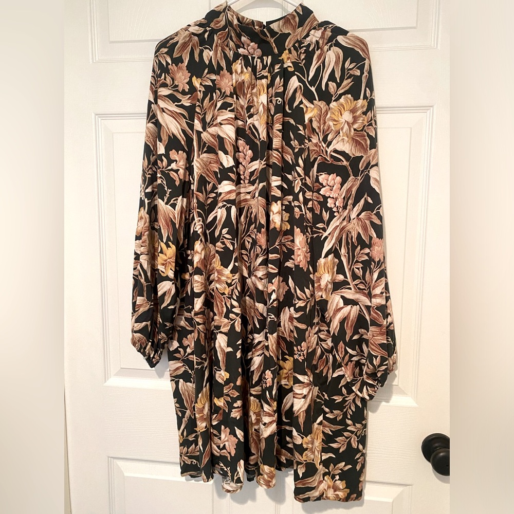 H&M Floral Dress with Dark Green and Brown Tones